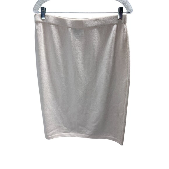 St John Skirt Size 12 Santana Knit Women's Off White Wool Blend - Picture 2 of 6